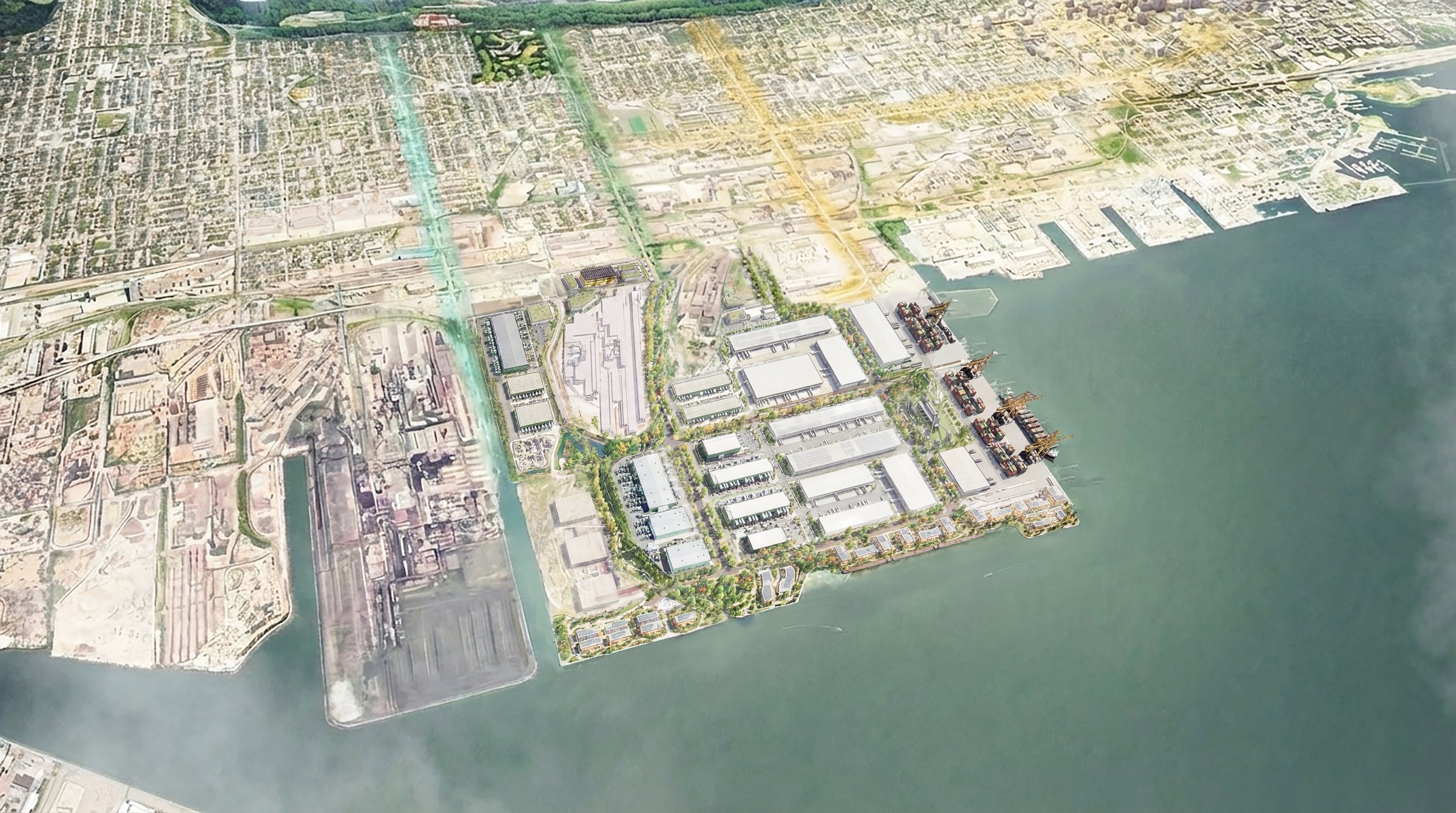 Aerial diagram of the Steelport lands on Hamilton's waterfront